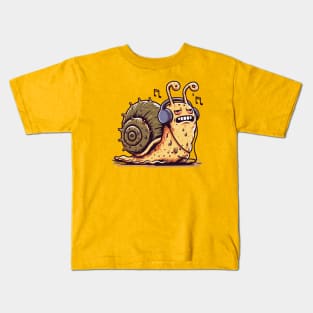 Stressed Snail Listening To Music Kids T-Shirt